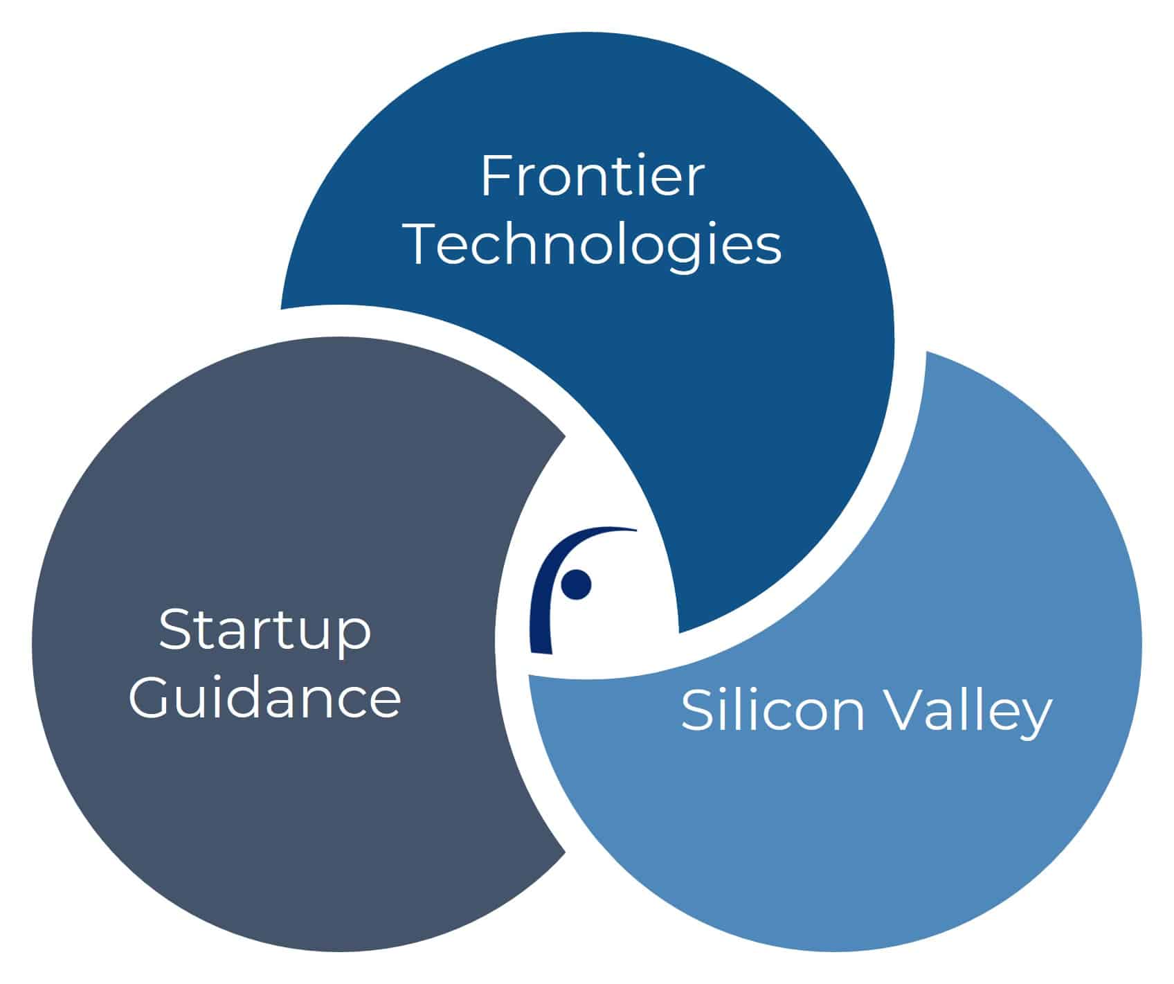 A diagram with the words frontier technologies, startup guidance, and silicon valley.
